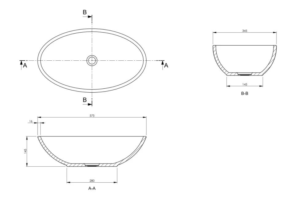 Bc Designs Tasse/gio Basin 575 X 145 Satin Rose detail view - Image 3
