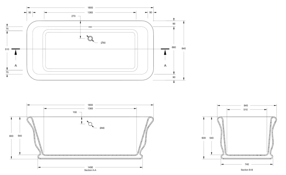 Bc Designs Senator Bath 1804 X 850 (no Waste) Light Fawn detail view - Image 2