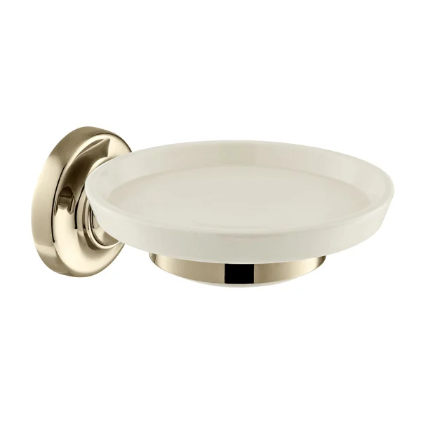 Booth & Co. Ceramic Soap Dish And Holder Bright Nickel & Crackled White