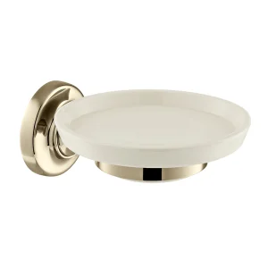 Booth & Co. Ceramic Soap Dish And Holder Bright Nickel & Crackled White