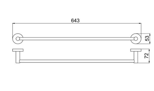 Just Taps Vos Towel Rail Matt Black technical drawing - Image 2