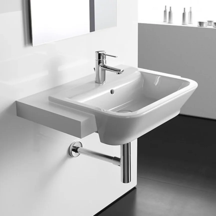 Saneux Sienna 50x40cm Round Semi-recessed Washbasin 1th