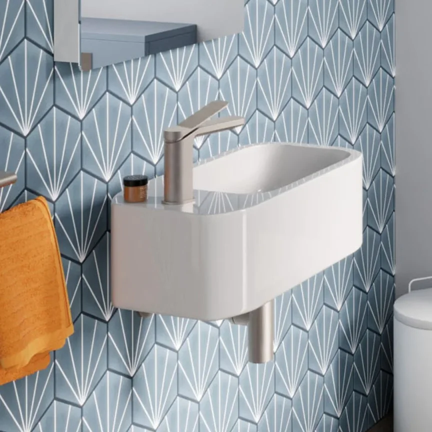 Cubico Eclipse 450mm Royal Blue Wall Hung Cloakroom Vanity Unit And Resin Basin