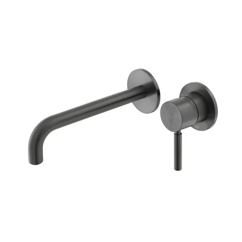 Vado Individual Origins Slimline 2 Hole Wall Mounted Single Lever Basin Mixer With 180mm Spout Brushed Black