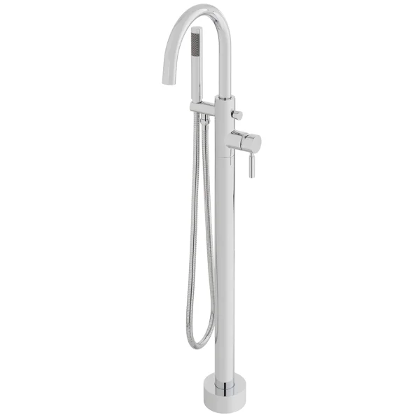 Vado Origins Bath Shower Mixer With Shower Kit Single Lever Floor Mounted With Swivel Spout Chrome
