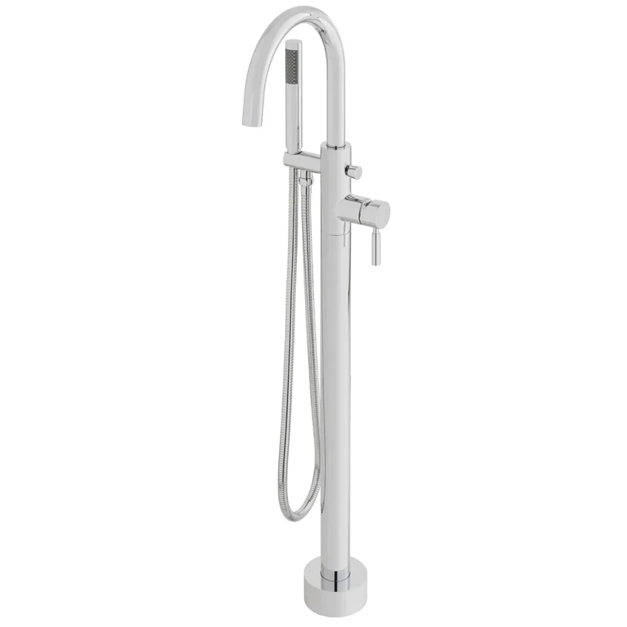 Vado Origins Bath Shower Mixer With Shower Kit Single Lever Floor Mounted With Swivel Spout Chrome product image - Image 1