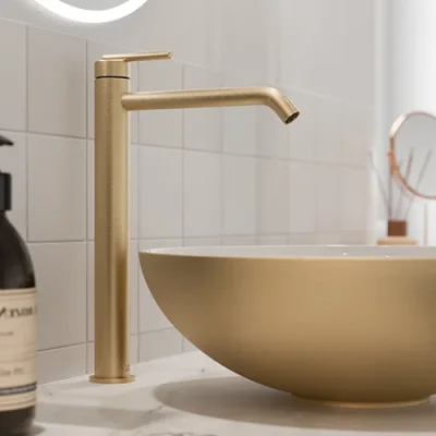 Britton Greenwich Tall Basin Mixer Brushed Brass