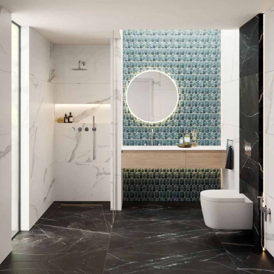 AVA 250mm Round Shower Head with Ceiling or Wall Arm Option Polished Steel - Image 1