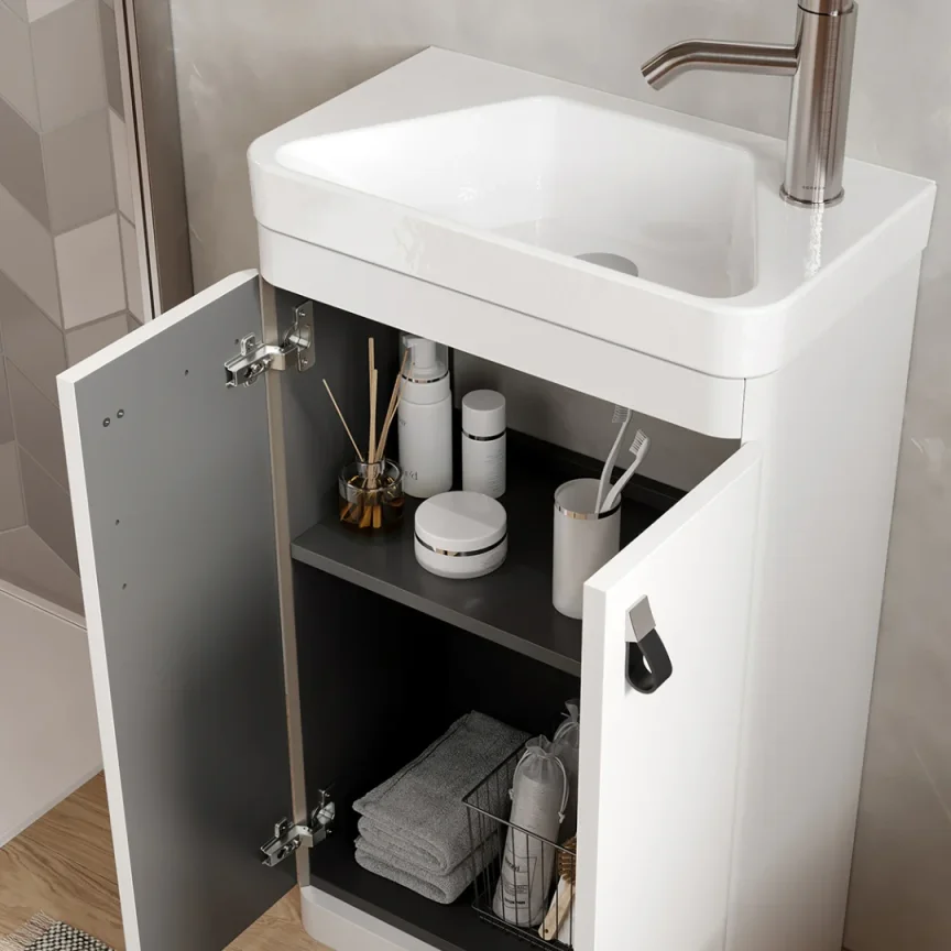 Saneux Hyde 50x28cm Cloakroom Washbasin Right Tap Hole detail view - Image 4