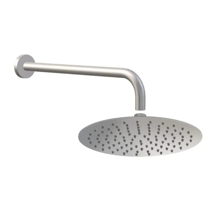 AVA Round 250mm Rainfall Shower Head with Shower Arm - Polished Stainless Steel - Image 1