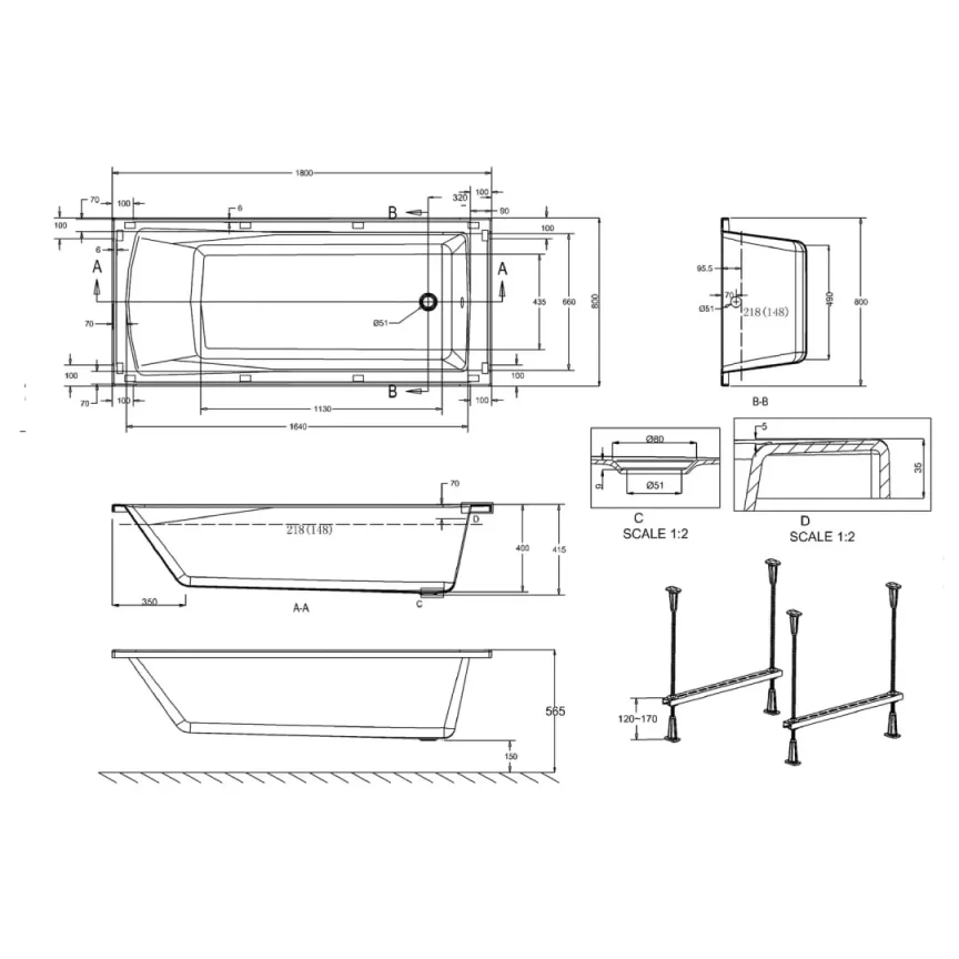 Cleargreen Sustain Acrylic Single Ended Bath (Multiple Sizes) - Image 5