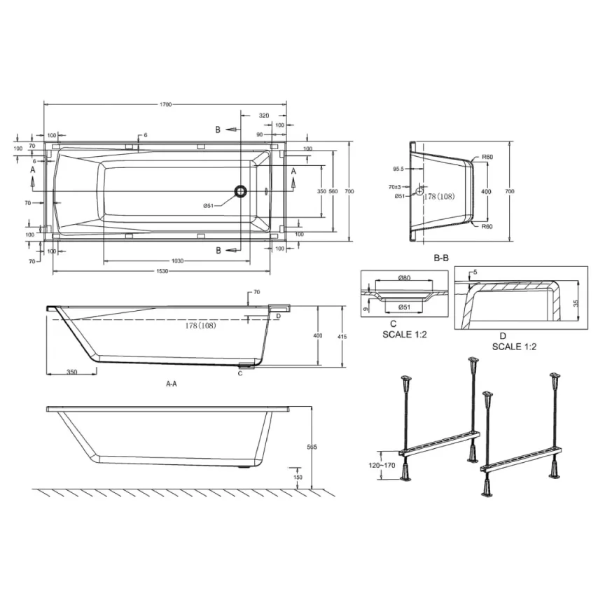 Cleargreen Sustain Acrylic Single Ended Bath (Multiple Sizes) - Image 7