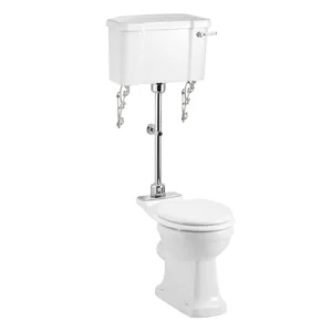 Burlington Medium Level Close Coupled Toilet with 520 Lever Cistern, Flush Pipe & Ornate Brackets (Seat Sold Separately)