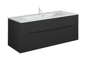 Crosswater Glide II 1000mm Wall Mounted 2 Drawer Vanity Unit with Ceramic Basin Matt Black