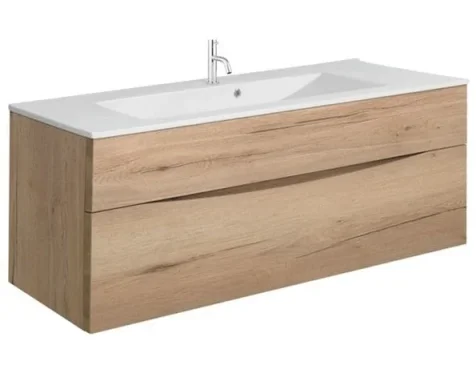Crosswater Glide II 1000mm Wall Mounted 2 Drawer Vanity Unit with Ceramic Basin Windsor Oak
