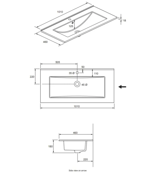Crosswater Glide II 1000mm Wall Mounted 2 Drawer Vanity Unit with Ceramic Basin Windsor Oak - Image 3