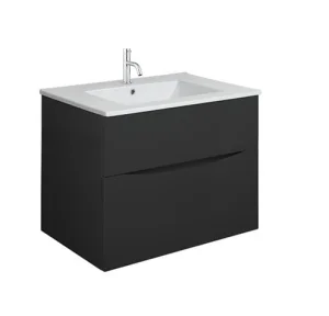 Crosswater Glide II 700mm Wall Mounted 2 Drawer Vanity Unit with Ceramic Basin Matt Black
