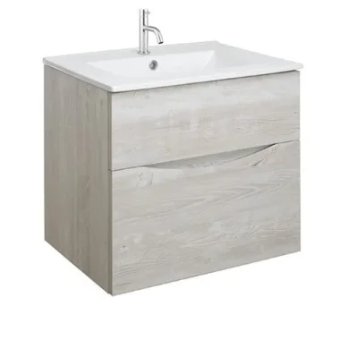 Crosswater Glide II 700mm Wall Mounted 2 Drawer Vanity Unit with Ceramic Basin Nordic Oak