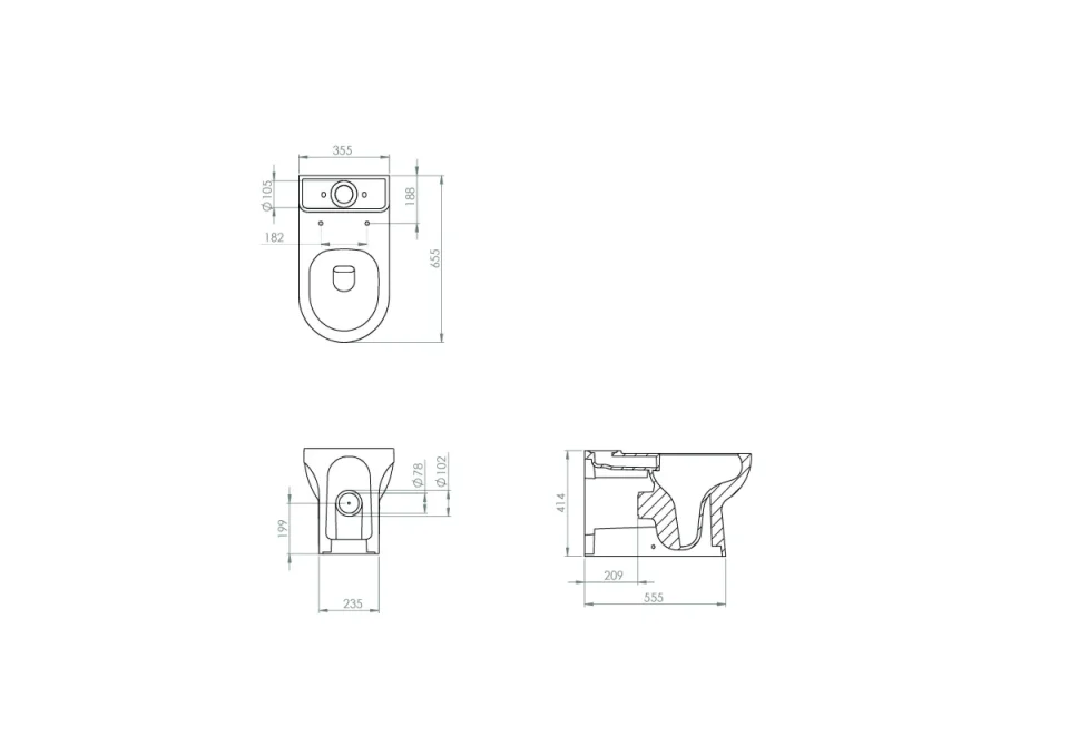 Saneux Austen Close Coupled Toilet with Rimless Pan, Cistern and Soft Close Seat - Image 6