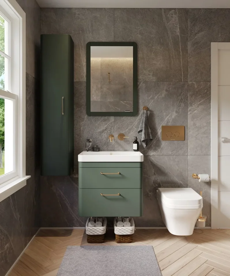 Saneux Hyde 55cm Recessed Mirror Cabinet Matte Sage (Left or Right Hand Available) - Image 3