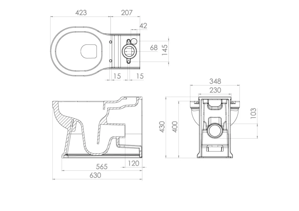 Saneux Sofia Close Coupled Toilet with Rimless Pan, Cistern and Soft Close Seat (Colours Available) - Image 6