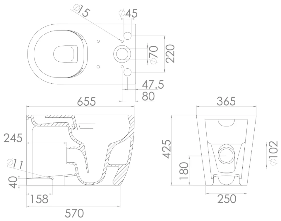 Saneux Uni Close Coupled Toilet with Rimless Pan, Cistern and Soft Close Seat - Image 3