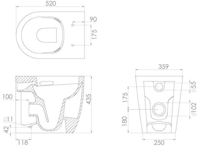 Saneux Uni Back to Wall Rimless Toilet Pan and Soft Close Seat - Image 2