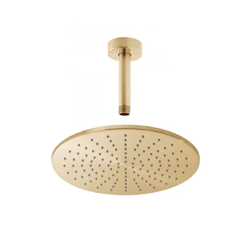 Individual By Vado Single Function Round 300mm Shower Head with Shower Arm Brushed Gold - Image 2