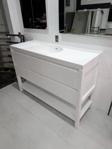 Faeber Mode 1270mm 2 Drawer With Legs Vanity Unit Matt White & Solid Surface Matt Basin - Ex Display
