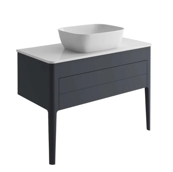 Cubico Stark 2 Slate Grey 800mm Floor Standing Vanity Unit With Basin
