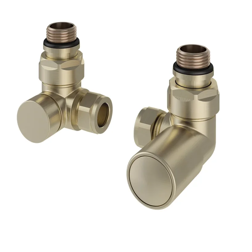 Eastbrook Corner Radiator Valves (pair) Brushed Brass product image - Image 1