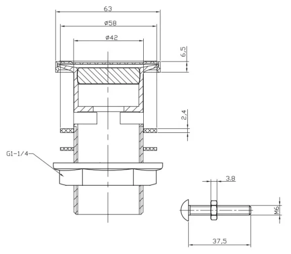 Crosswater Basin Waste Flip Top (slotted) Chrome technical drawing - Image 3