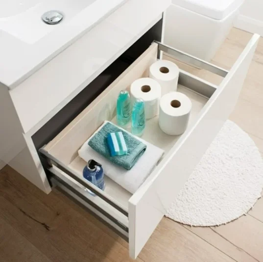 Crosswater Glide Ii 2 Drawer Basin Unit 500 White Gloss detail view - Image 4