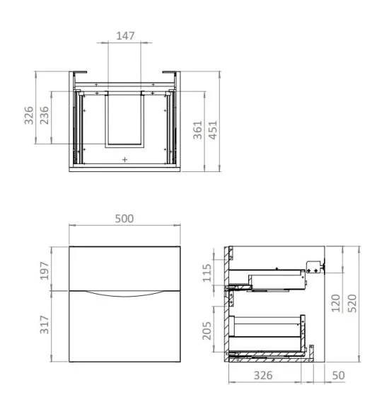Crosswater Glide Ii 2 Drawer Basin Unit 500 White Gloss detail view - Image 9