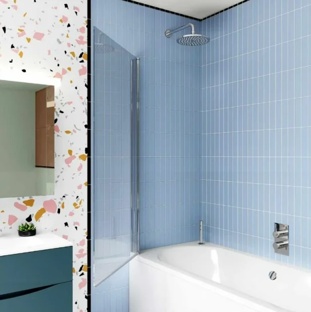 Crosswater Design 8 Single Bath Screen Silver detail view - Image 3