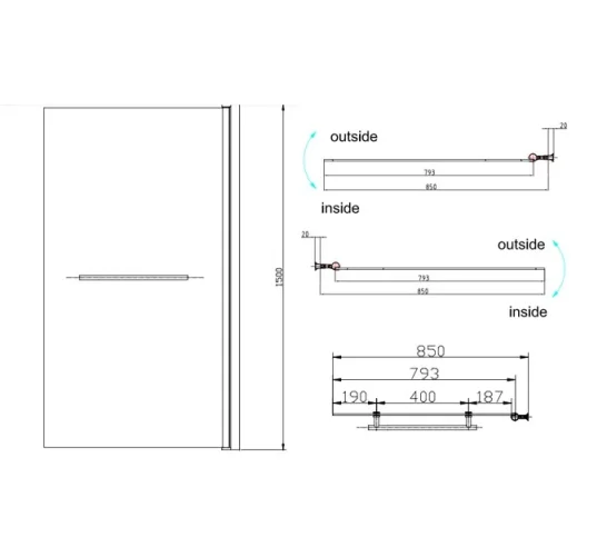 Crosswater Design 8 Single Bath Screen Silver detail view - Image 7