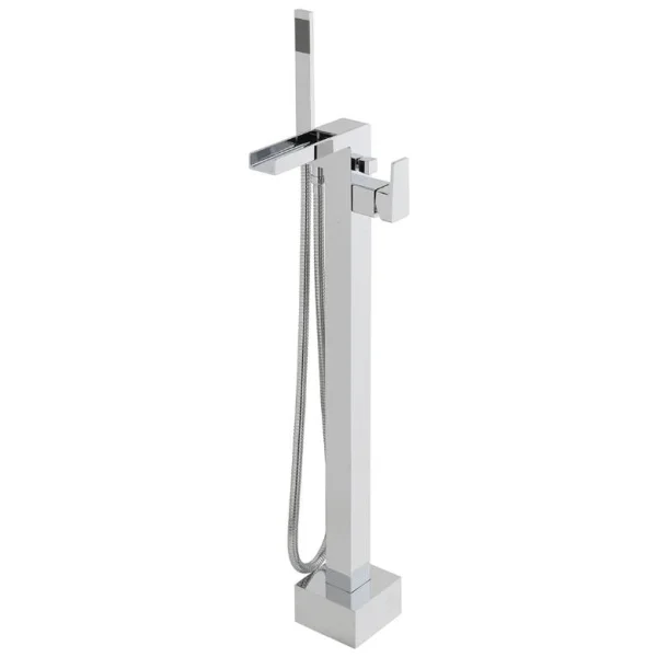 Vado Synergie Bath Shower Mixer Single Lever Floor Mounted with Shower Kit and Waterfall Spout Chrome
