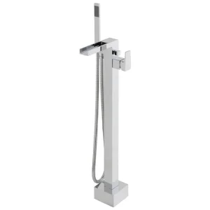 Vado Synergie Bath Shower Mixer Single Lever Floor Mounted with Shower Kit and Waterfall Spout Chrome