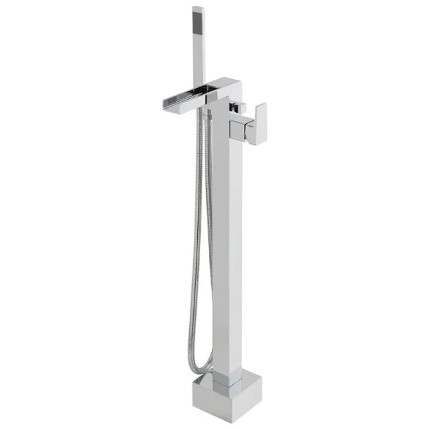 Vado Synergie Bath Shower Mixer Single Lever Floor Mounted with Shower Kit and Waterfall Spout Chrome product image - Image 1