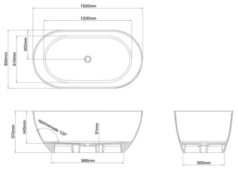 Crosswater Mpro Petite Bath White technical drawing - Image 2