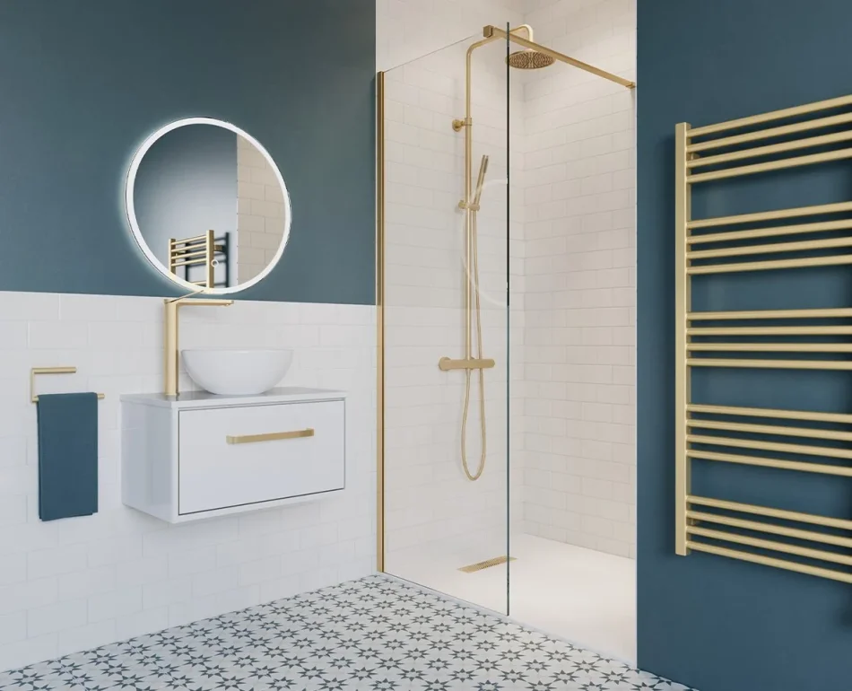 Crosswater Mpro Towel Warmer 480x1140 Electric Brushed Brass detail view - Image 3