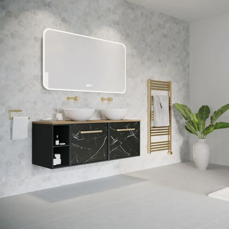 Crosswater Mpro Towel Warmer 480x1140 Electric Brushed Brass detail view - Image 4