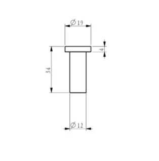 Ava Round Robe Hook - Brushed Black technical drawing - Image 2