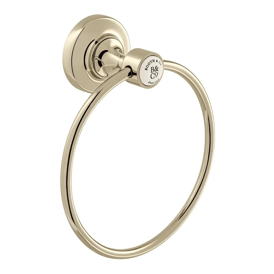 Booth & Co. Towel Ring Bright Nickel & Crackled White product image - Image 1