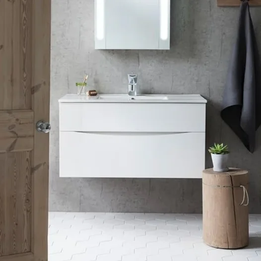 Crosswater Glide Ii 2 Drawer Basin Unit 1000 White Gloss detail view - Image 3
