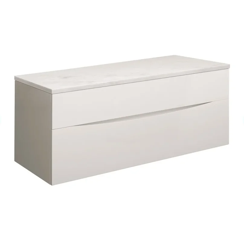 Crosswater Glide Ii 2 Drawer Basin Unit 1000 White Gloss detail view - Image 8
