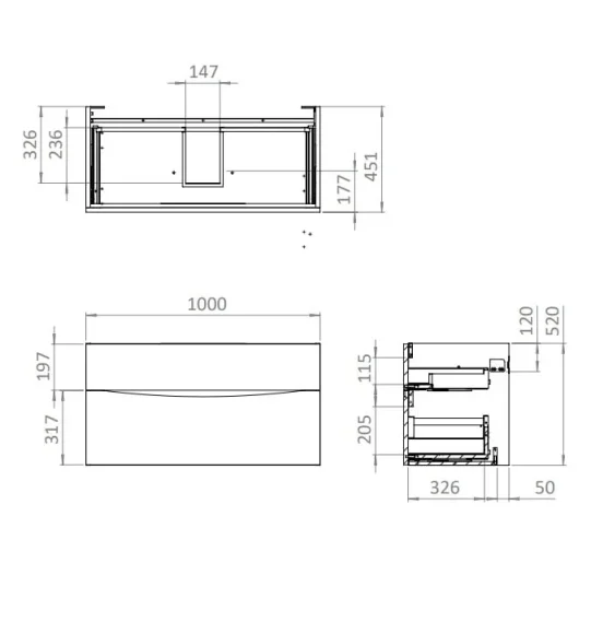 Crosswater Glide Ii 2 Drawer Basin Unit 1000 White Gloss detail view - Image 9