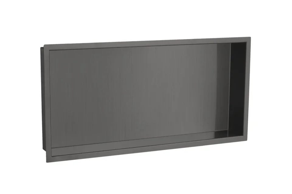 Just Taps Vos 600mm x 300mm Shower Niche Brushed Black product image - Image 1