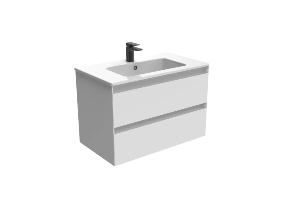 Saneux Uni 80cm 2 Drawer Wall Mounted Unit - Matte White product image - Image 1