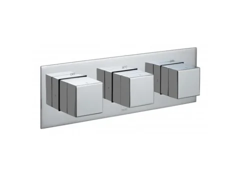 Vado Tablet Notion 2 Outlet 3 Handle Concealed Thermostatic Valve Horizontal Chrome detail view - Image 3
